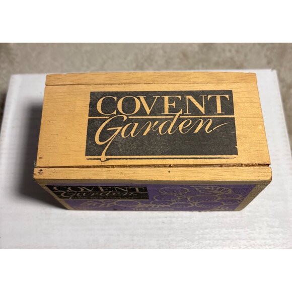 Wooden Tea Box Covent Garden Black Currant BOX ONLY 5 x 3" Decor Top Slide - Picture 2 of 10